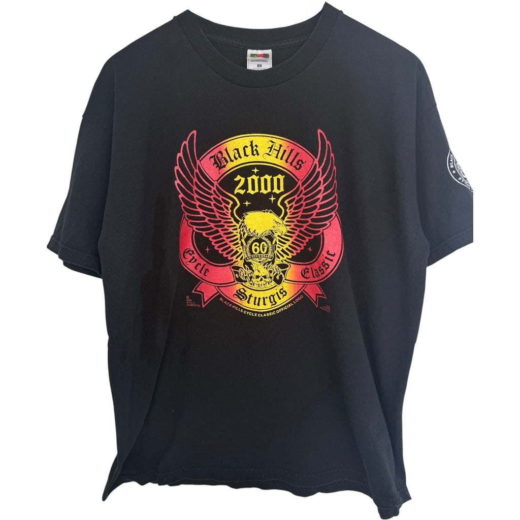 Vintage Sturgis 2000 Black Hills Cycle Classic T Shirt Mens XL Black Eagle Biker