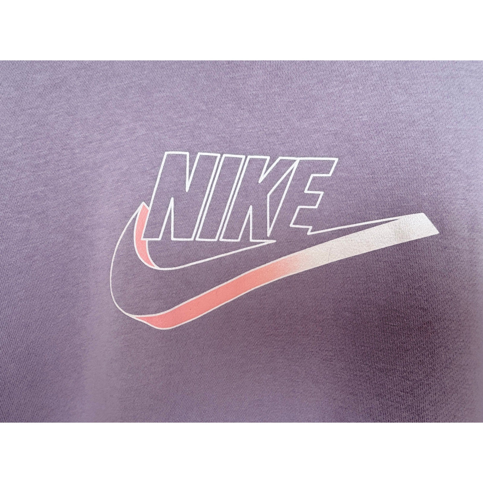 Nike Womens 3X Lavender Cropped Sweatshirt Pullover Fleece Spellout Casual