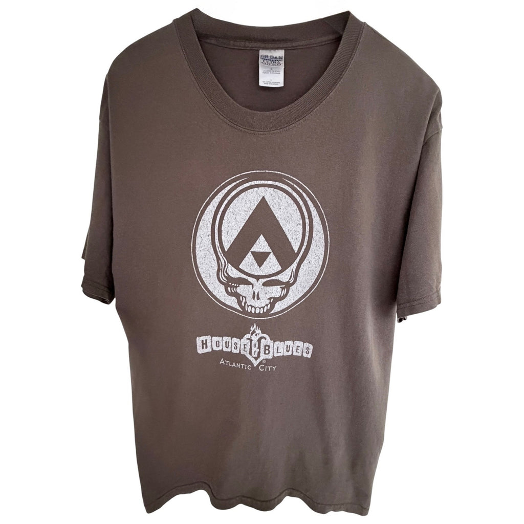 House Of Blues Atlantic City T Shirt Mens Large Brown Skull Graphic Concert Tee