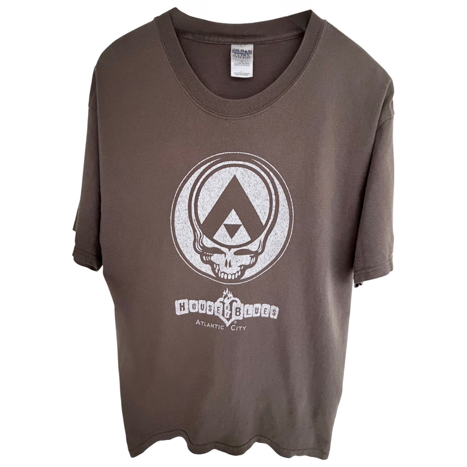 House Of Blues Atlantic City T Shirt Mens Large Brown Skull Graphic Concert Tee
