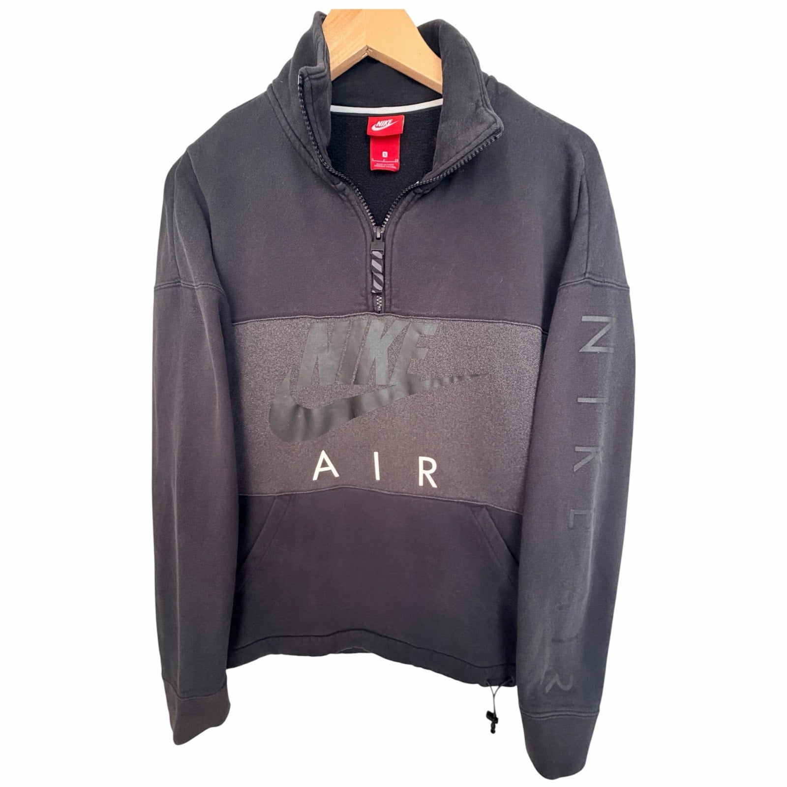 Nike Air Quarter Zip Sweatshirt Mens S Black Gray