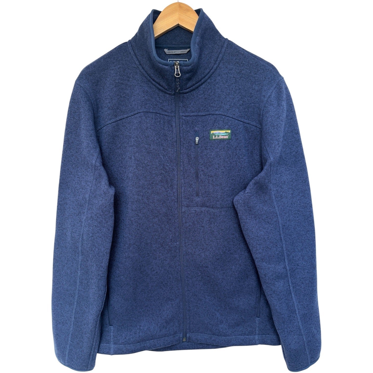 LL Bean Fleece Jacket Mens Large Navy Full Zip Slightly Fitted Outdoor