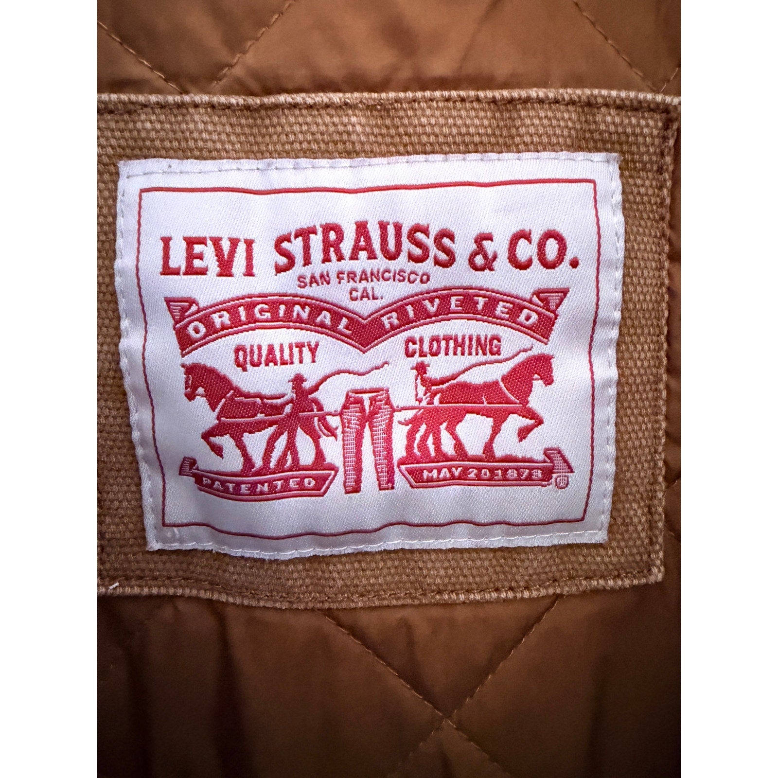 Levis Canvas Work Jacket Mens Medium Brown Full Zip Utility Chore Coat