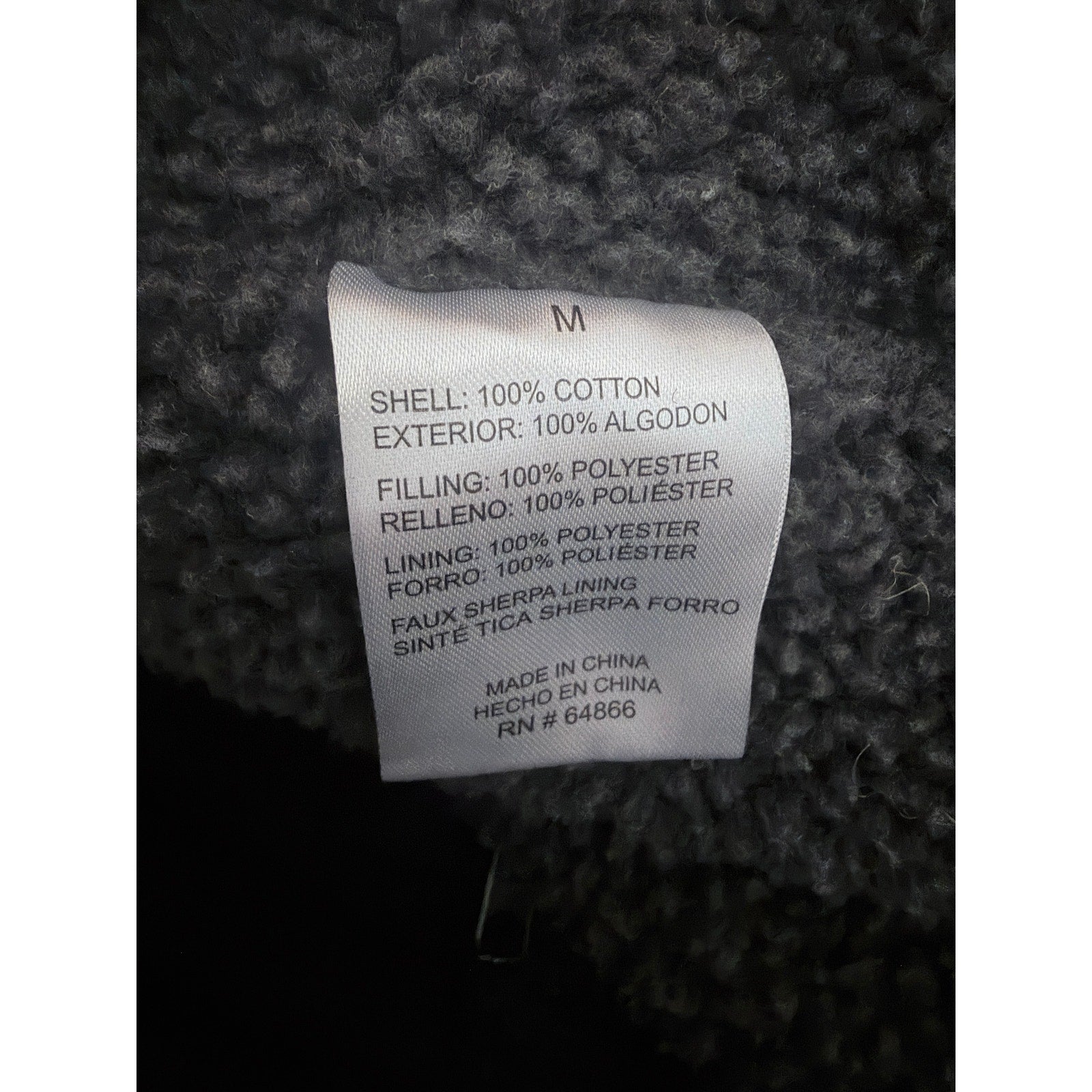 Lee Premium Select Mens Medium Black Sherpa Lined Full Zip Vest