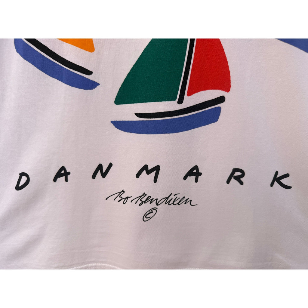 Bo Bendixen Denmark Sailboat Graphic T Shirt Mens Large White Tourist Art Tee
