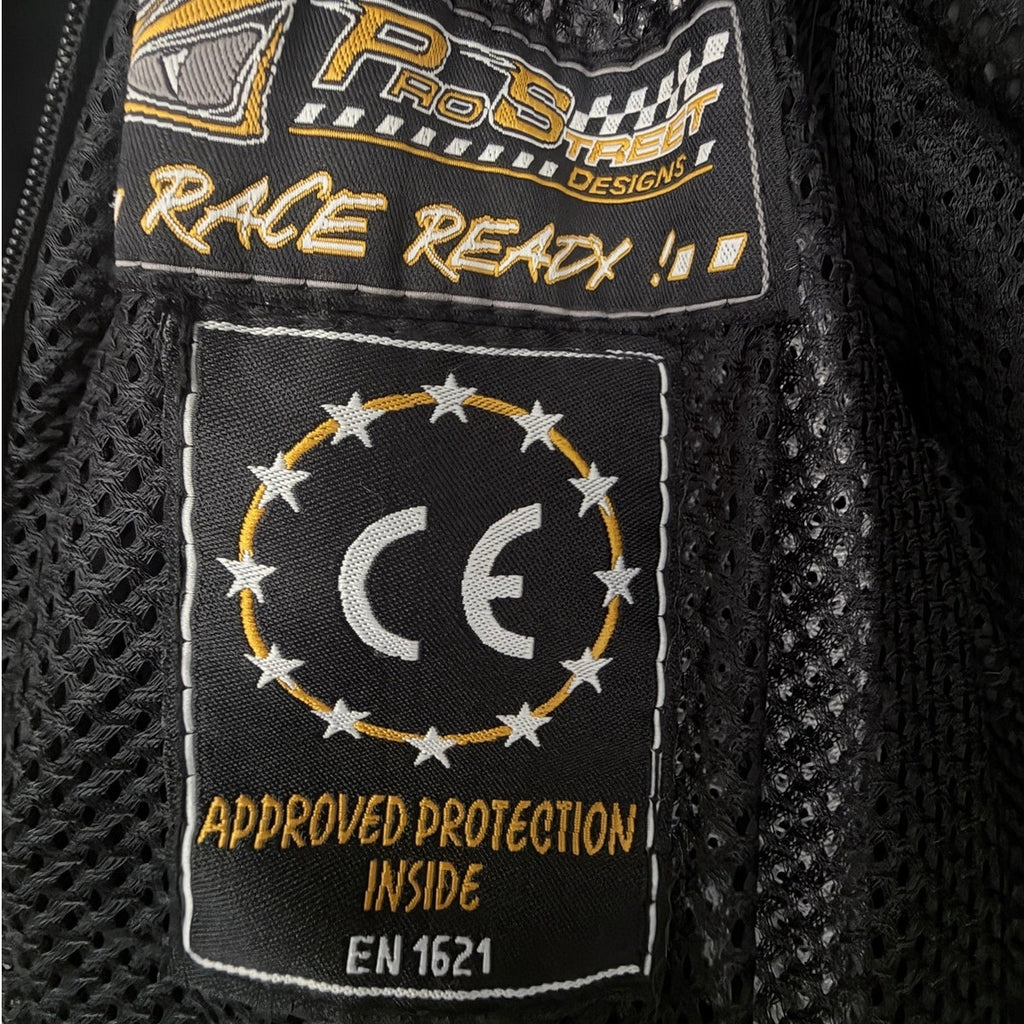ProStreet Mens 3XL Motorcycle Jacket Black White Mesh CE Armor Riding Coat 52