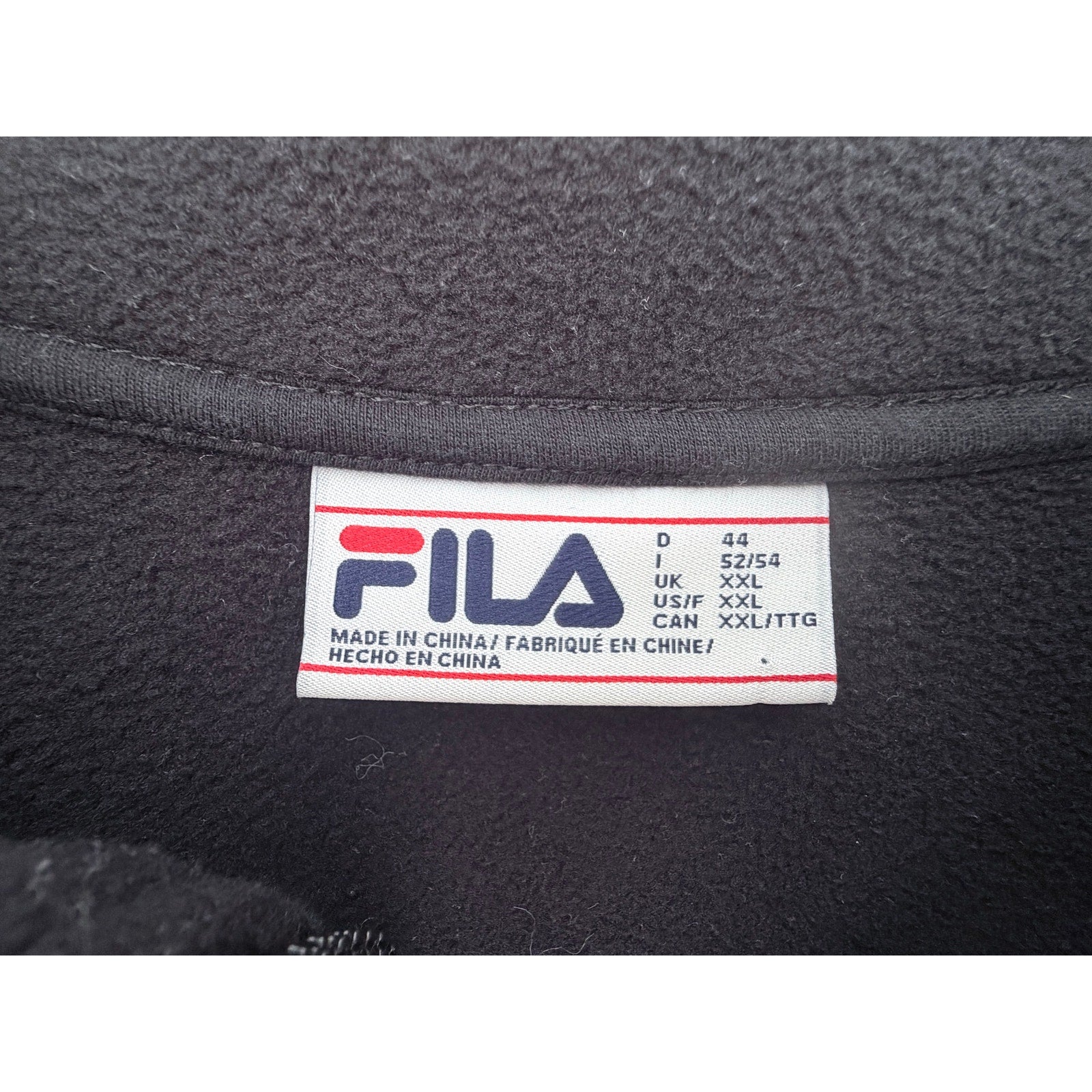 Fila Quarter Zip Fleece Pullover Mens XXL Black Colorblock Spell Out Jacket