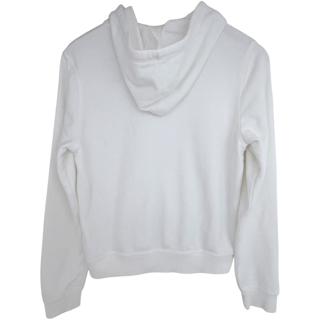 Nike Womens Medium Full Zip Hoodie White Fleece Sweatshirt Swoosh Y2K