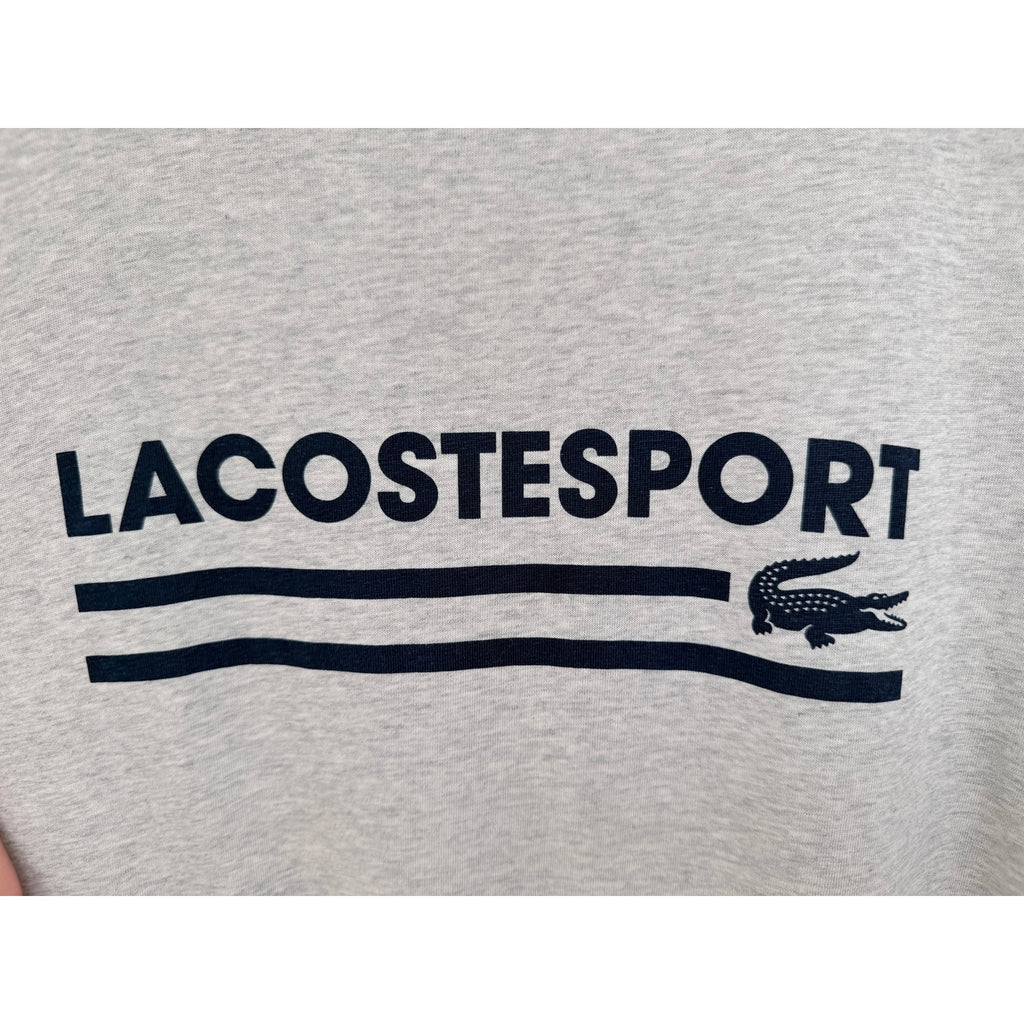 Lacoste Sport T Shirt Mens XL Gray Logo Graphic Tee