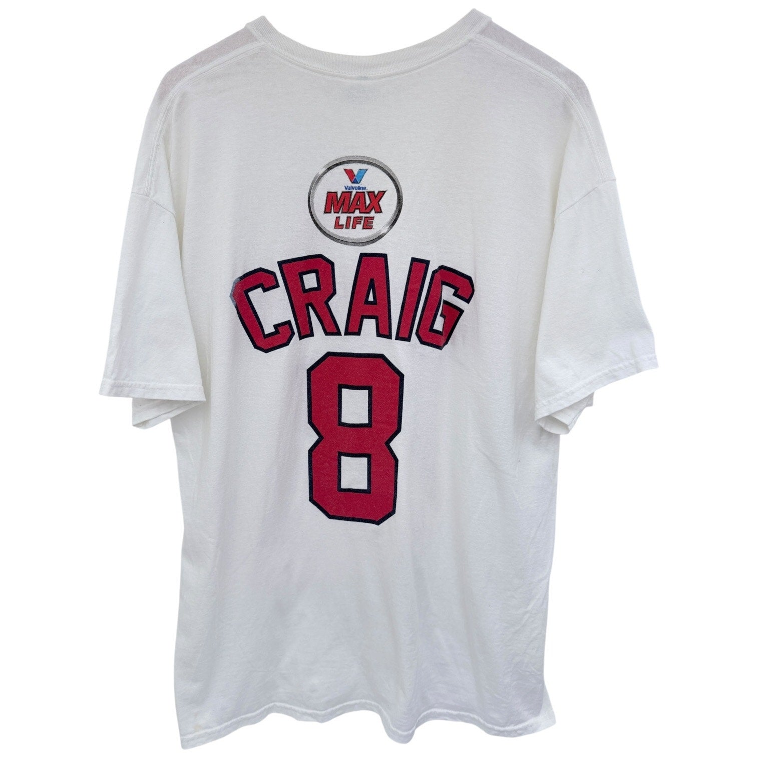 Memphis Craig 8 Graphic T Shirt Mens XL White Baseball Valvoline Max Life Tee