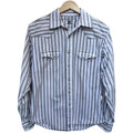 Twenty X Western Shirt Mens Medium White Striped Snap Button Cowboy Pearl Snap