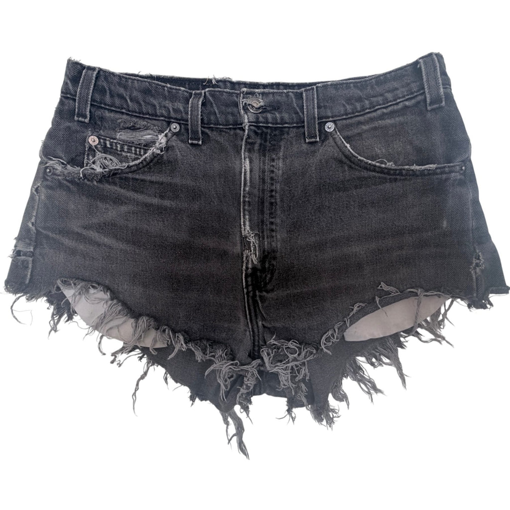Levi's Women's Black 505 Regular Fit Straight Leg Shorts — front view