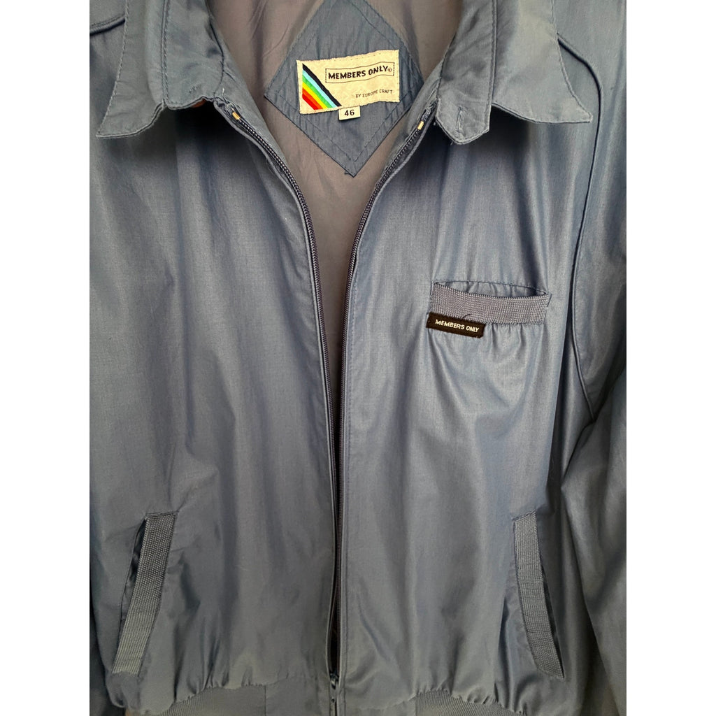 Members Only Vintage Jacket Mens 46 XL Blue Full Zip Lightweight Bomber USA