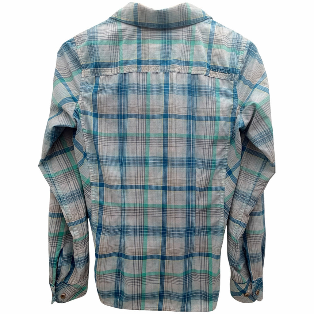 Marmot Plaid Long Sleeve Hiking Shirt Womens Small Blue Green