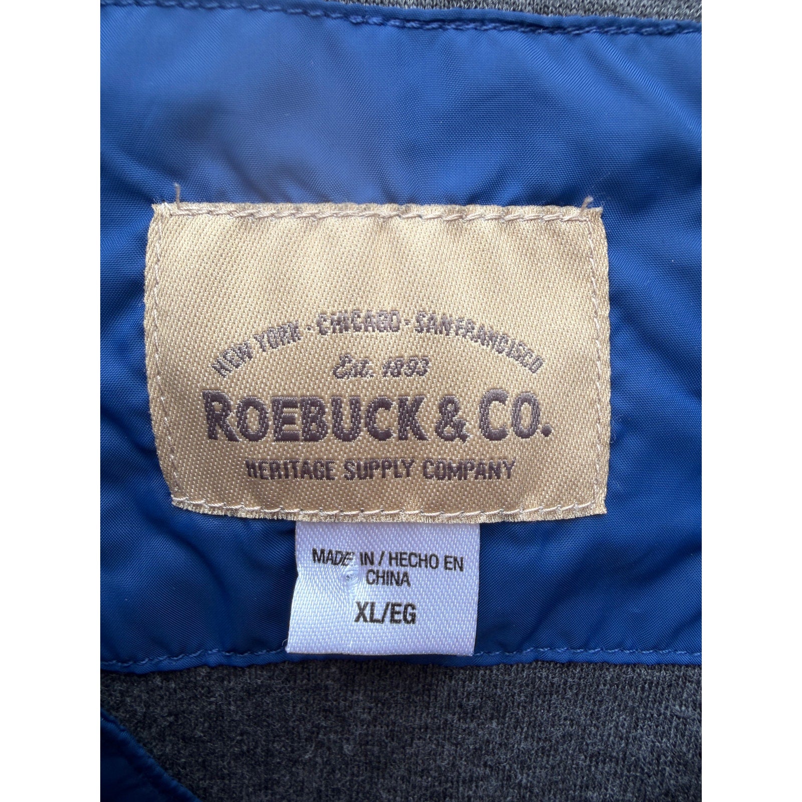 Roebuck & Co Coach Jacket Mens XL Blue Snap Front Lightweight Windbreaker