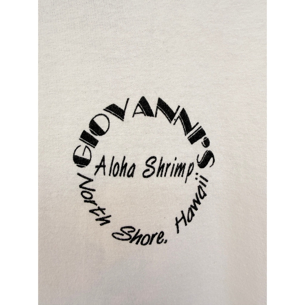 Giovannis Aloha Shrimp Hawaii Graphic T Shirt Mens Large White Surf Tee
