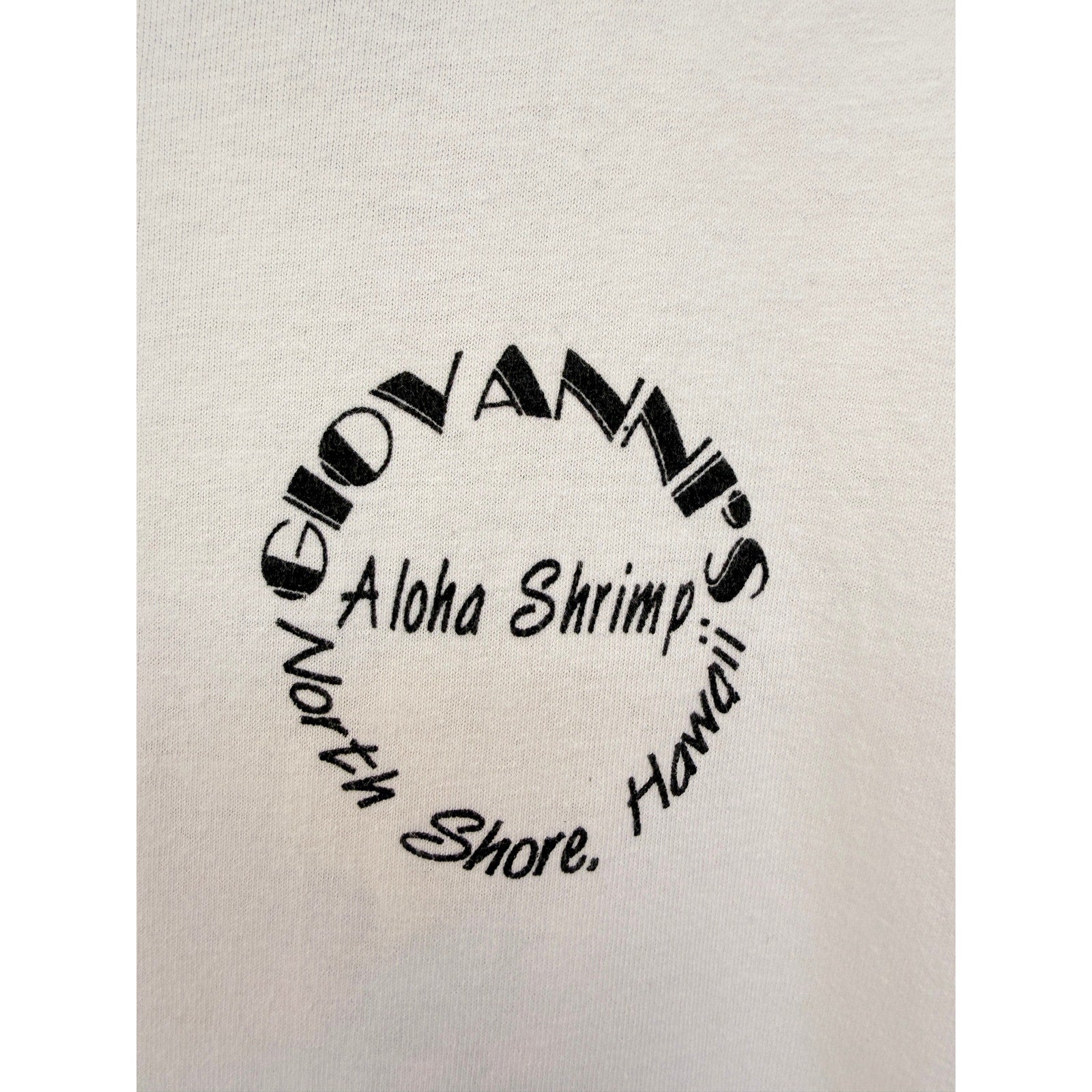 Giovannis Aloha Shrimp Hawaii Graphic T Shirt Mens Large White Surf Tee