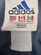 adidas Men's Blue Fleece Striped Activewear Pants — brand label