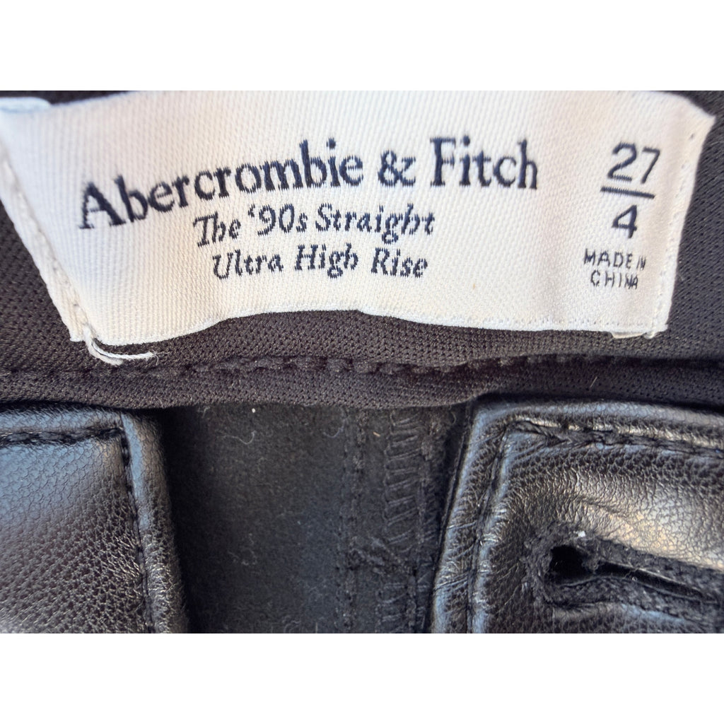 Abercrombie & Fitch Faux Leather Pants Womens 27 Black High Waist Straight Leg