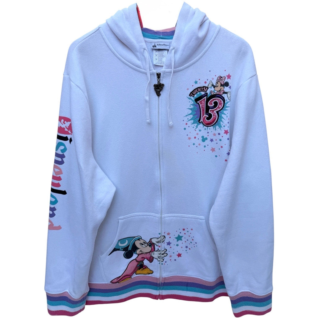 Disneyland 50th Anniversary Hoodie Womens 2XL White Mickey Full Zip Disney Parks