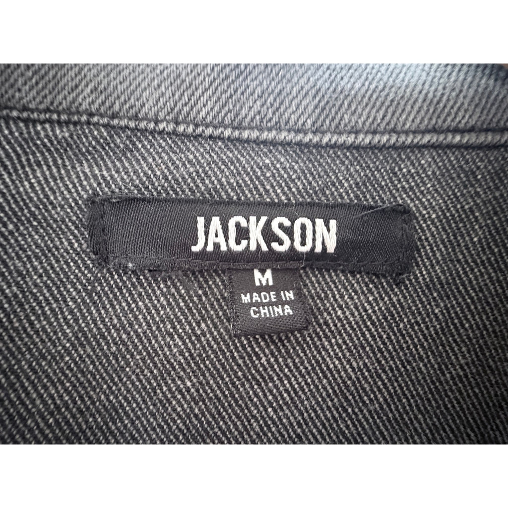 Jackson Distressed Denim Jacket Mens Medium Gray Full Zip Grunge Streetwear