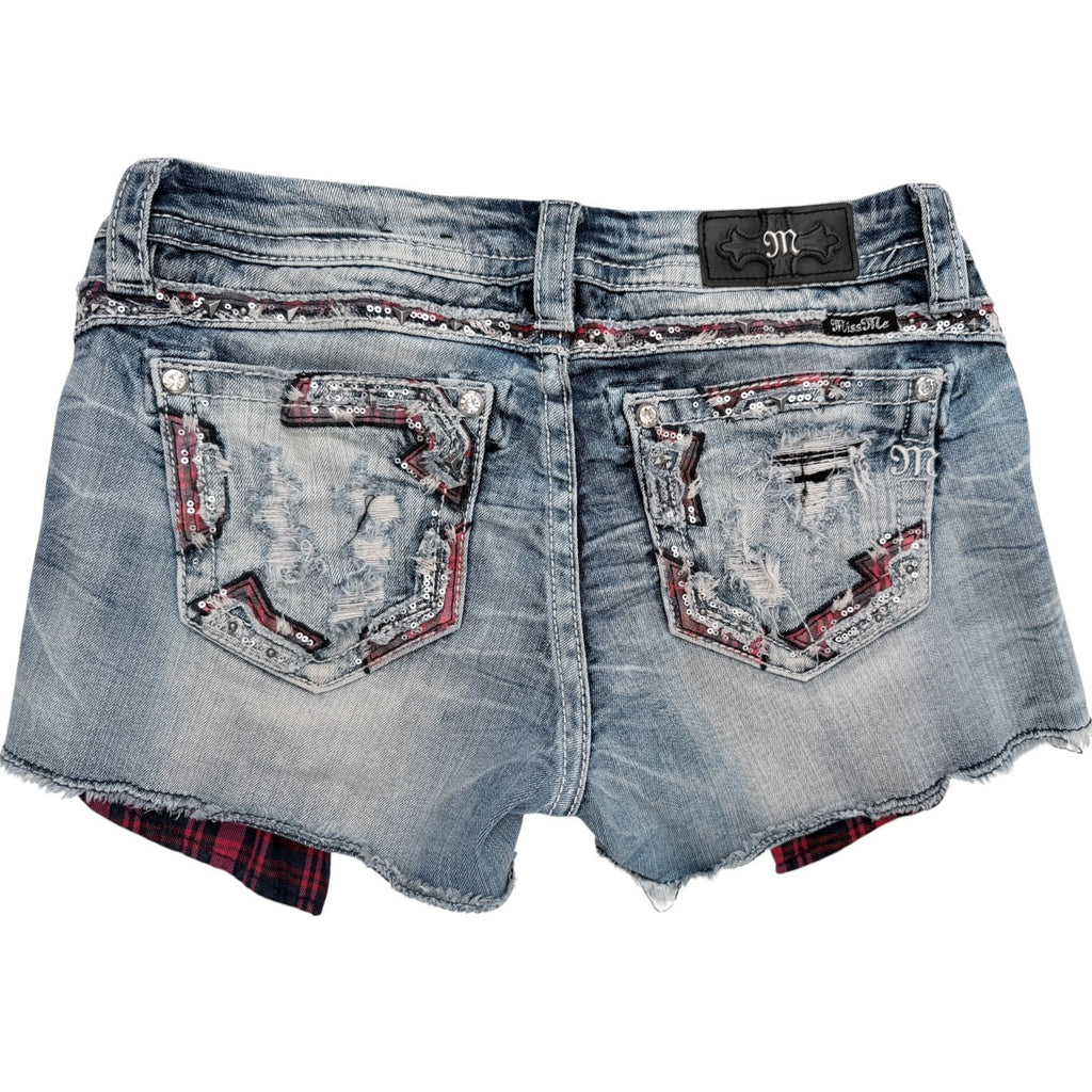 Miss Me Denim Shorts Womens 30 Distressed Sequin Cut Off Jean Shorts
