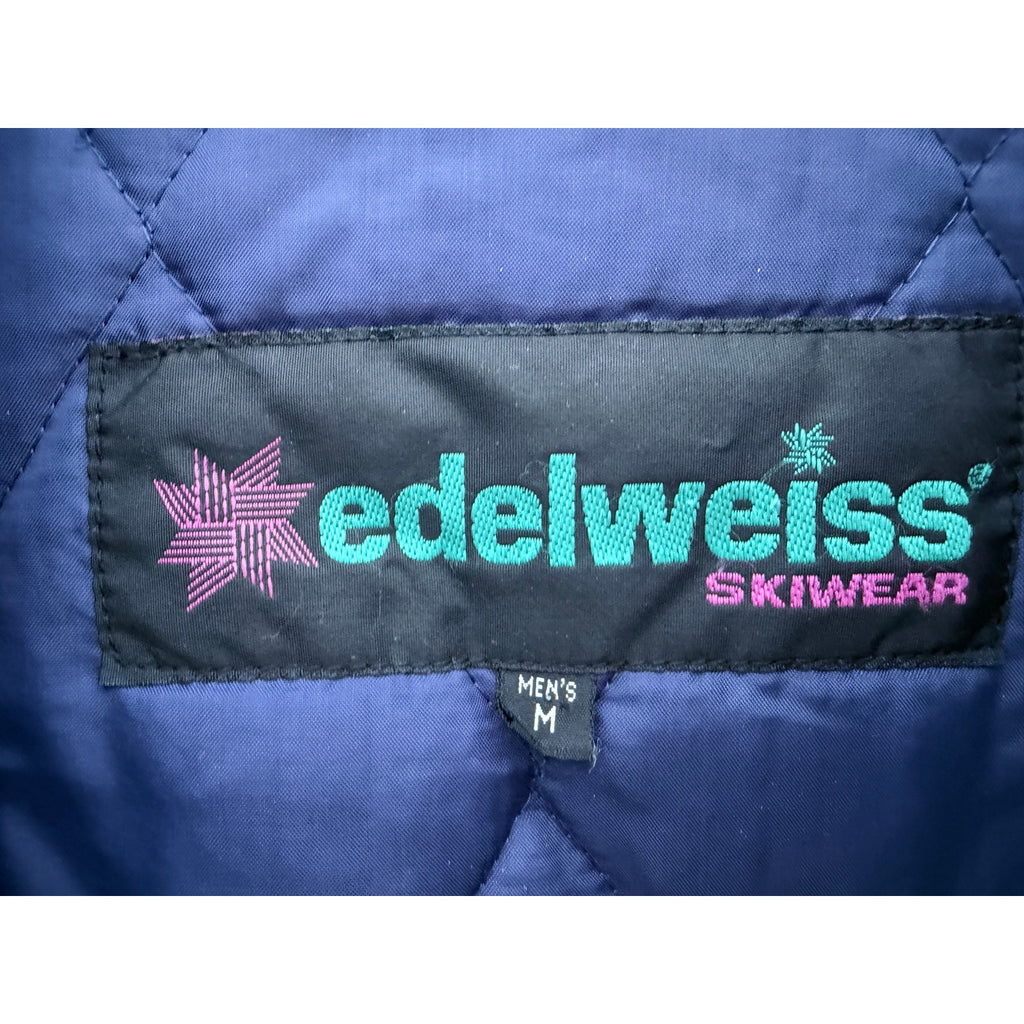 Edelweiss Skiwear Jacket Mens Medium Blue Green Vintage Ski Coat Snap Front