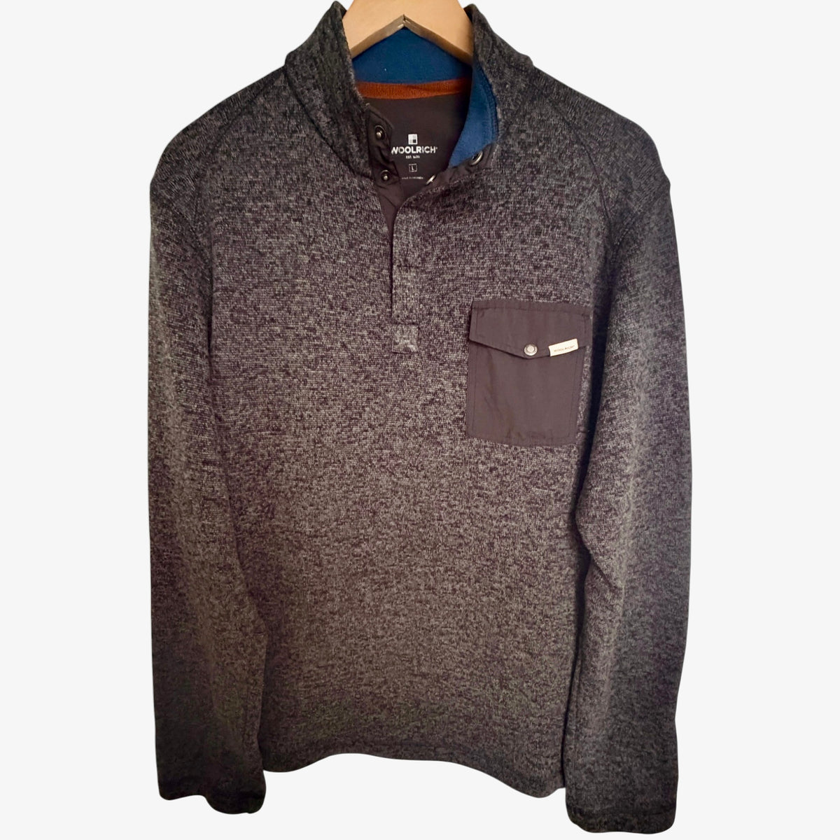 Woolrich Gray HMJ0120S Fleece Quarter Snap Pullover Sweater - Men's L