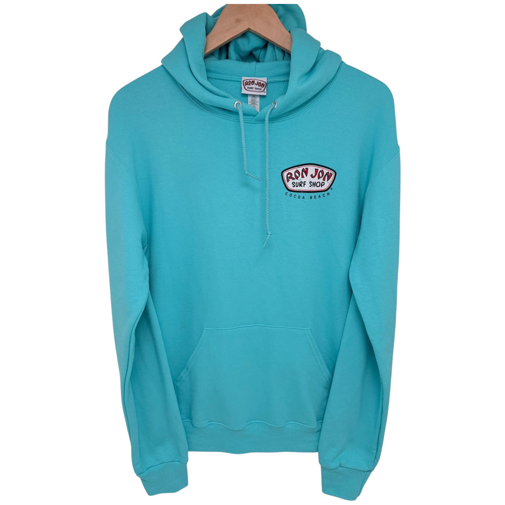 Ron Jon Surf Shop Surfboard Graphic Hoodie S Turquoise front