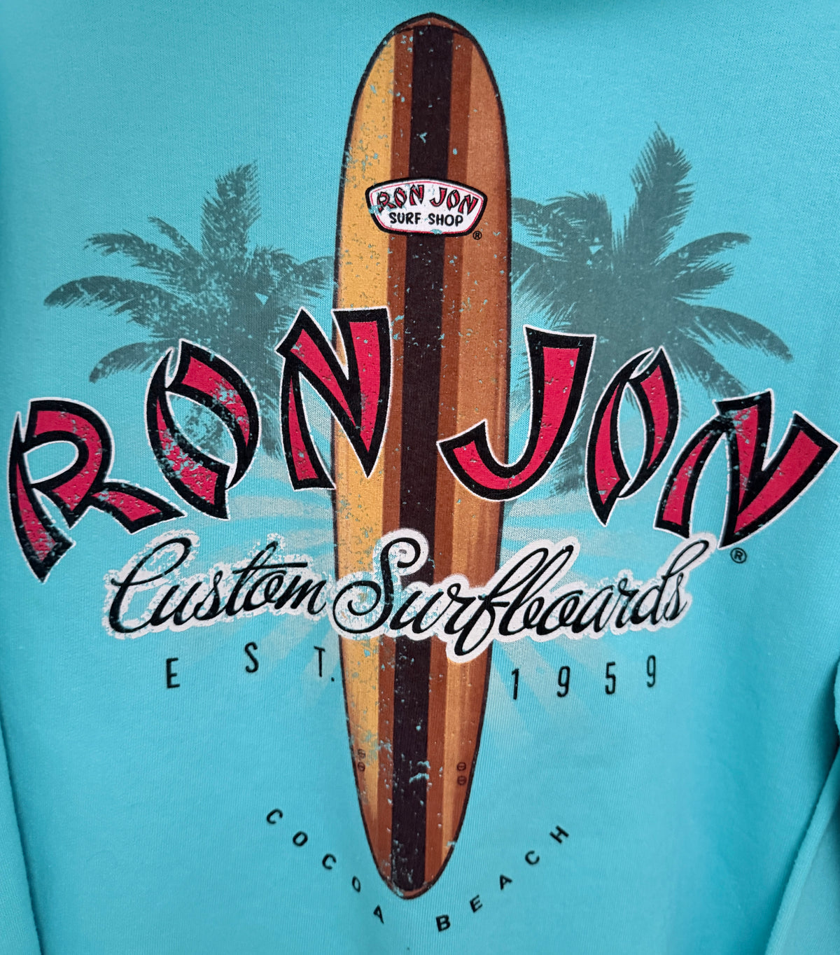 Ron Jon Surf Shop Surfboard Graphic Hoodie S Turquoise detail 3