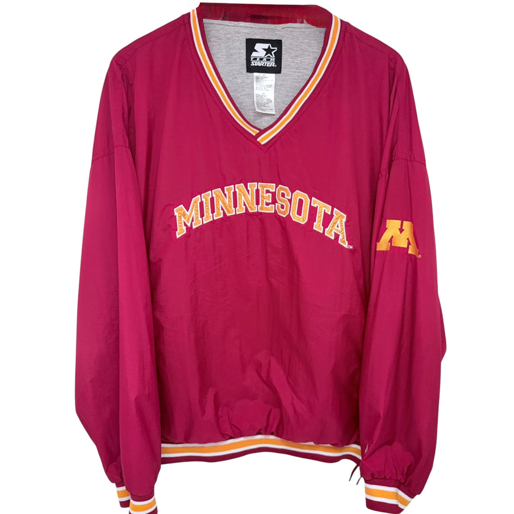 Starter Minnesota Golden Gophers V Neck Pullover Jacket 2XL Maroon front