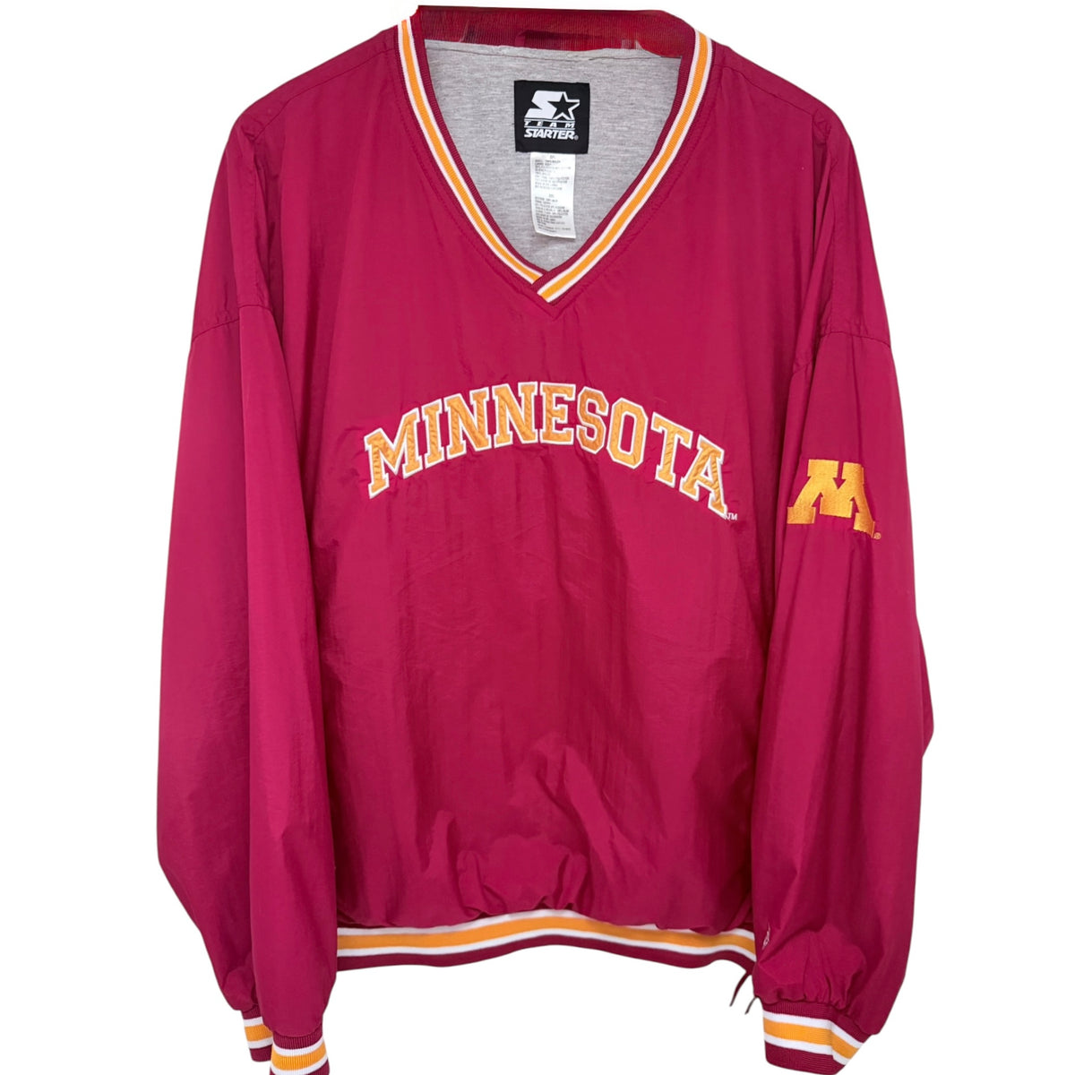 Starter Minnesota Golden Gophers V Neck Pullover Jacket 2XL Maroon front