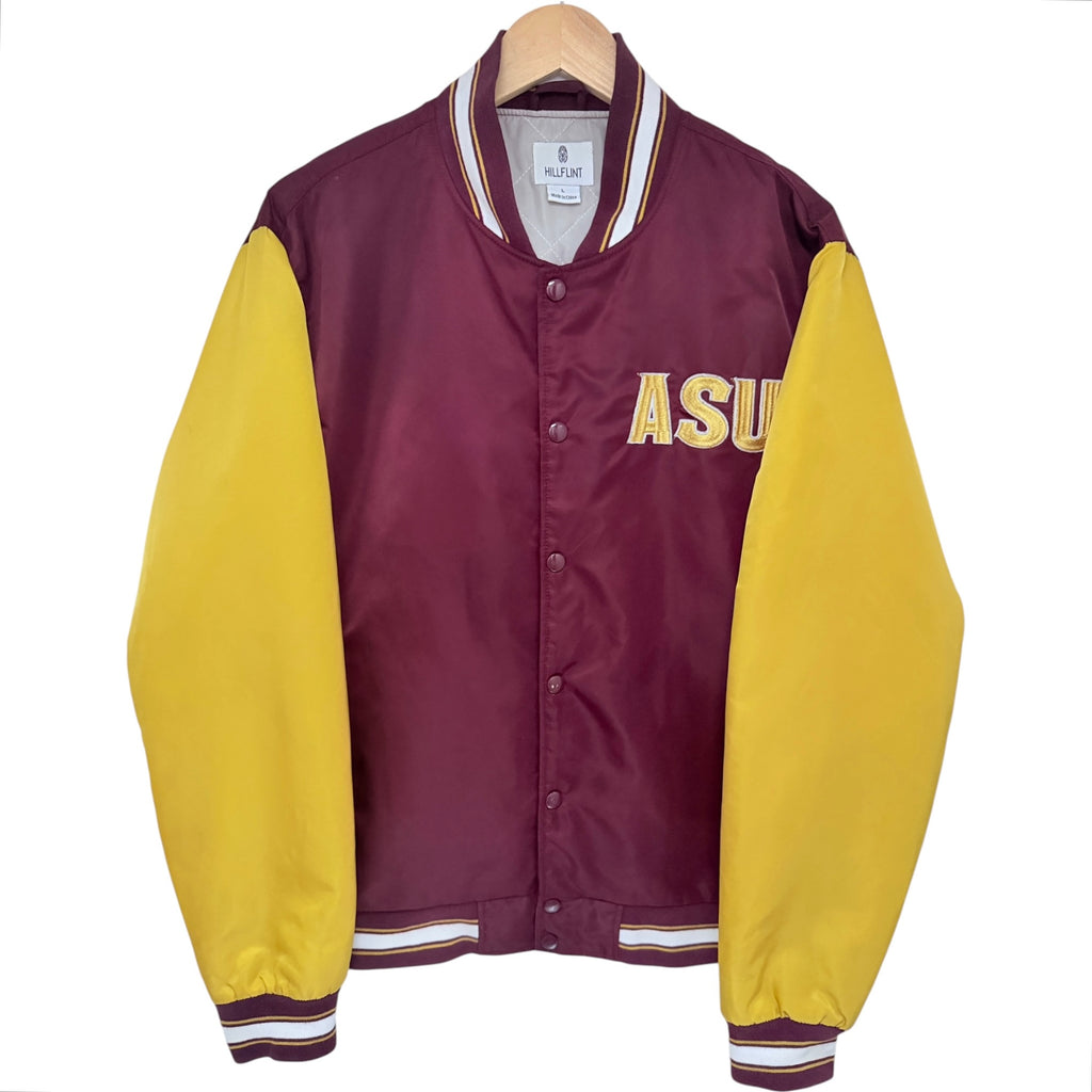 Hillflint ASU Arizona State Varsity Jacket L Maroon Yellow front