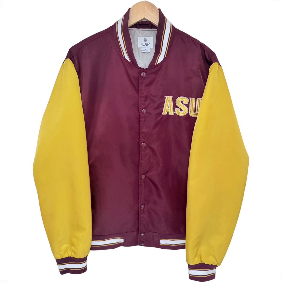 Hillflint ASU Arizona State Varsity Jacket L Maroon Yellow front