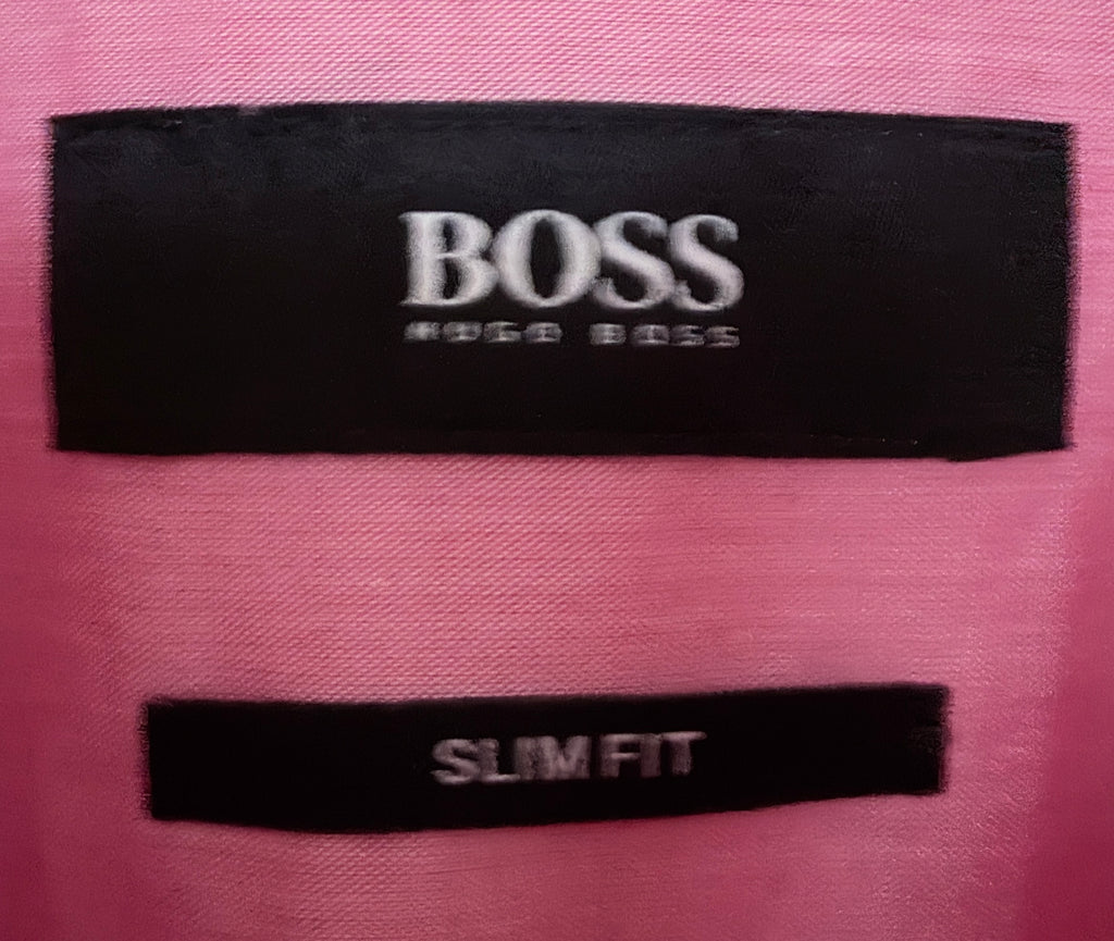 BOSS Jonnes Slim Fit Pink Contrast Collar Shirt EU39 US15.5 detail 1