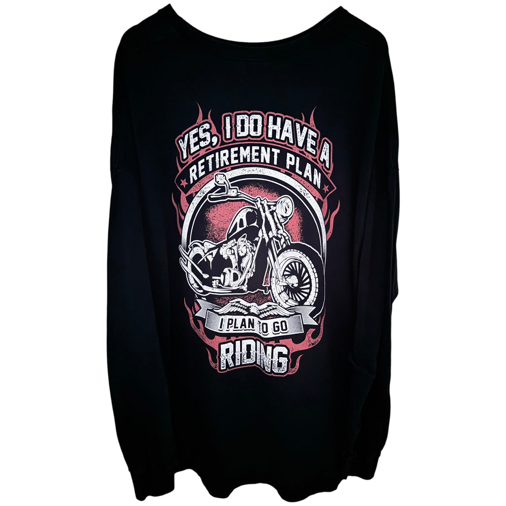 Skull Society Retirement Riding Long Sleeve Graphic Shirt 4XL Black back