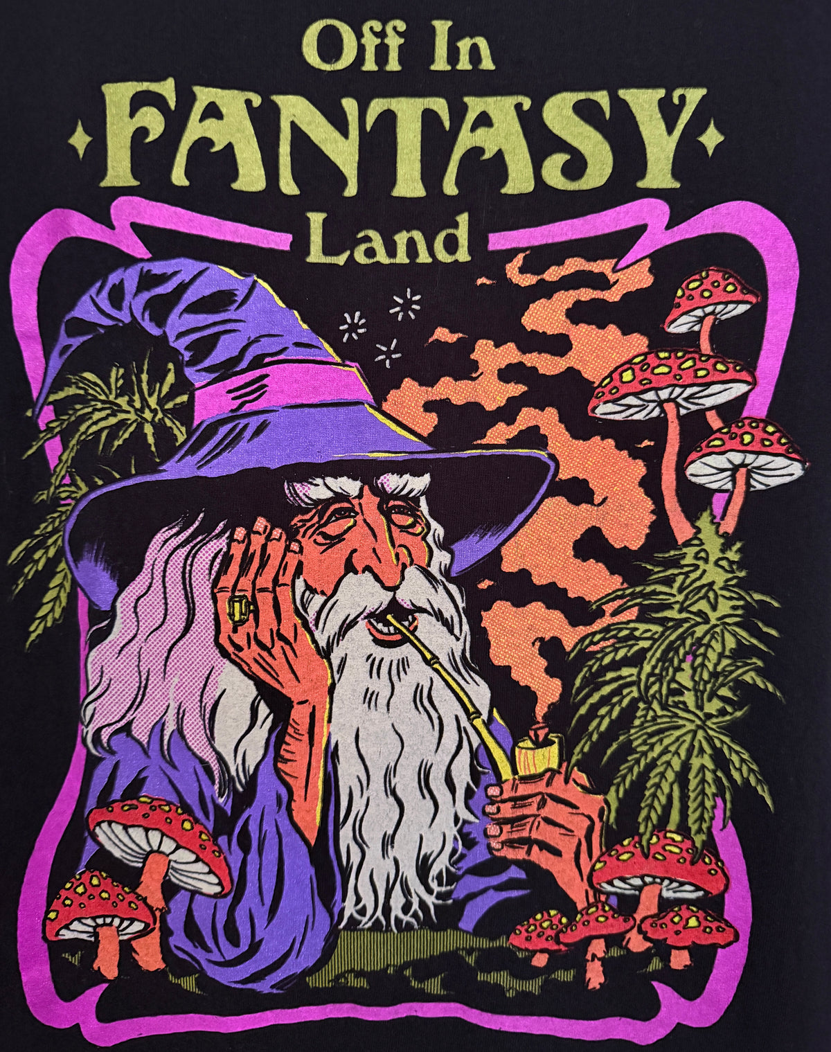 Steven Rhodes Off In Fantasy Land Wizard Graphic Tee L Black detail 1