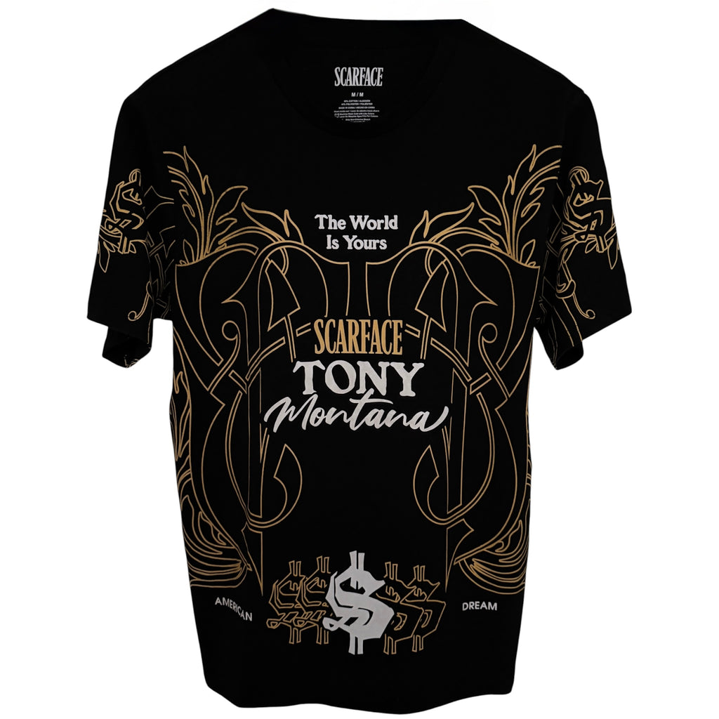Scarface Tony Montana The World Is Yours Graphic Tee M Black front