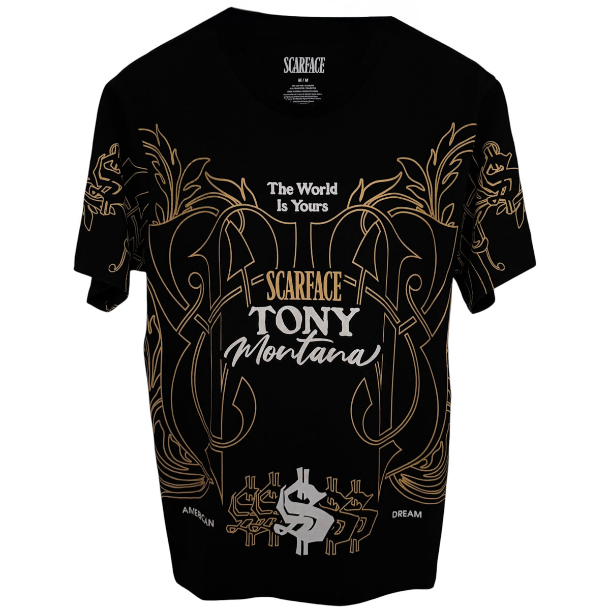 Scarface Tony Montana The World Is Yours Graphic Tee M Black front