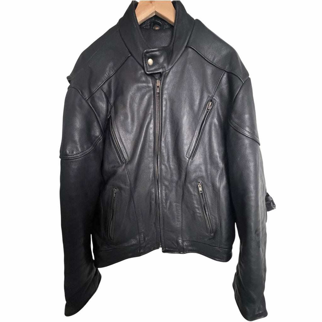 UNIK Ultra Men's Black Leather Motorcycle Jacket Size 50