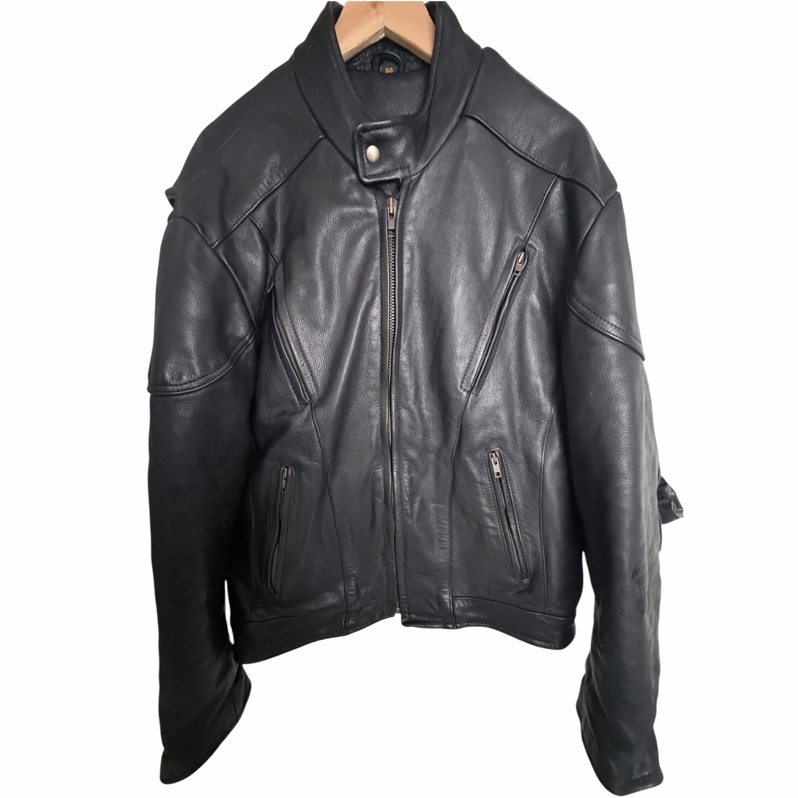 UNIK Ultra Men's Black Leather Motorcycle Jacket Size 50