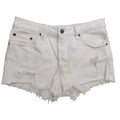Levis 501 Denim Shorts Womens Size 28 White Distressed Cutoff Jean Shorts