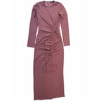 Zara Women's Mauve Ruched Drawstring Maxi Dress Small