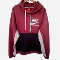Nike Sportswear Hoodie Mens 2XL Red Black White Distressed Pullover Sweatshirt