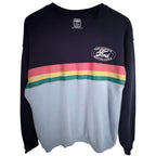 Ford Official Licensed Retro Stripe Crewneck Sweatshirt Mens Large Navy Blue