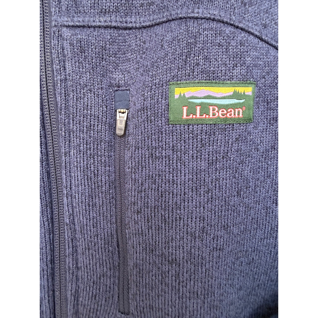 LL Bean Fleece Jacket Mens Large Navy Full Zip Slightly Fitted Outdoor