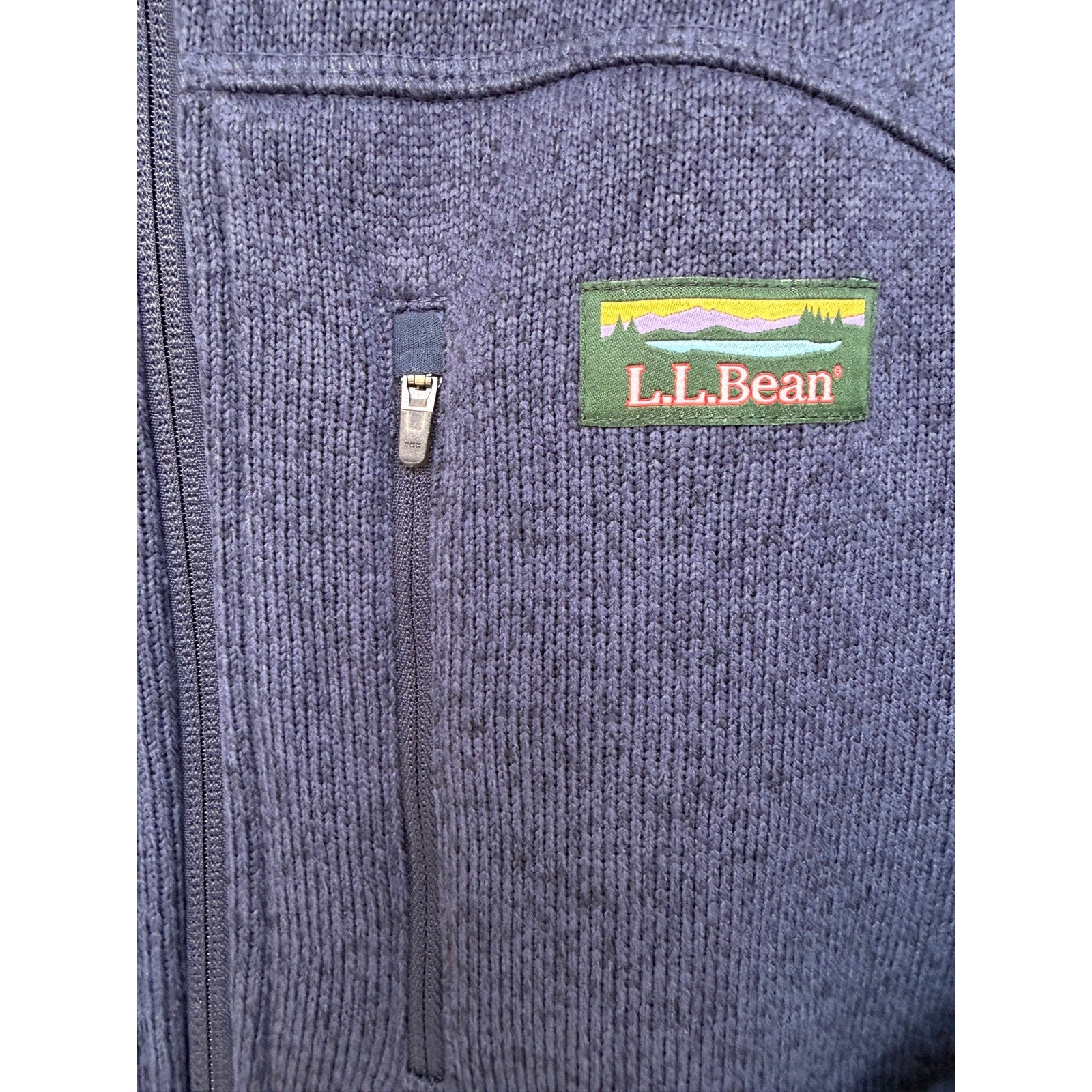 LL Bean Fleece Jacket Mens Large Navy Full Zip Slightly Fitted Outdoor