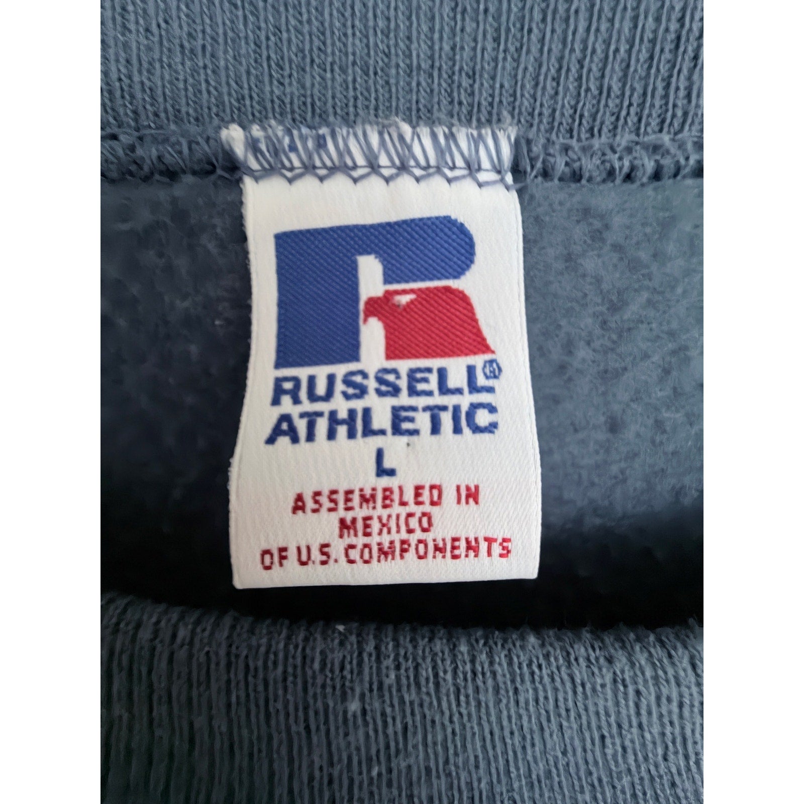Russell Athletic Crewneck Sweatshirt Mens L Blue Blank Pullover Made In Mexico