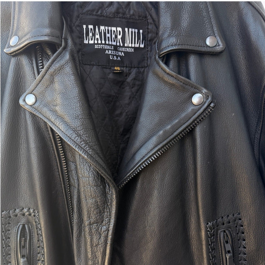 Leather Mill Western Biker Leather Jacket Mens 46 - product photo 9