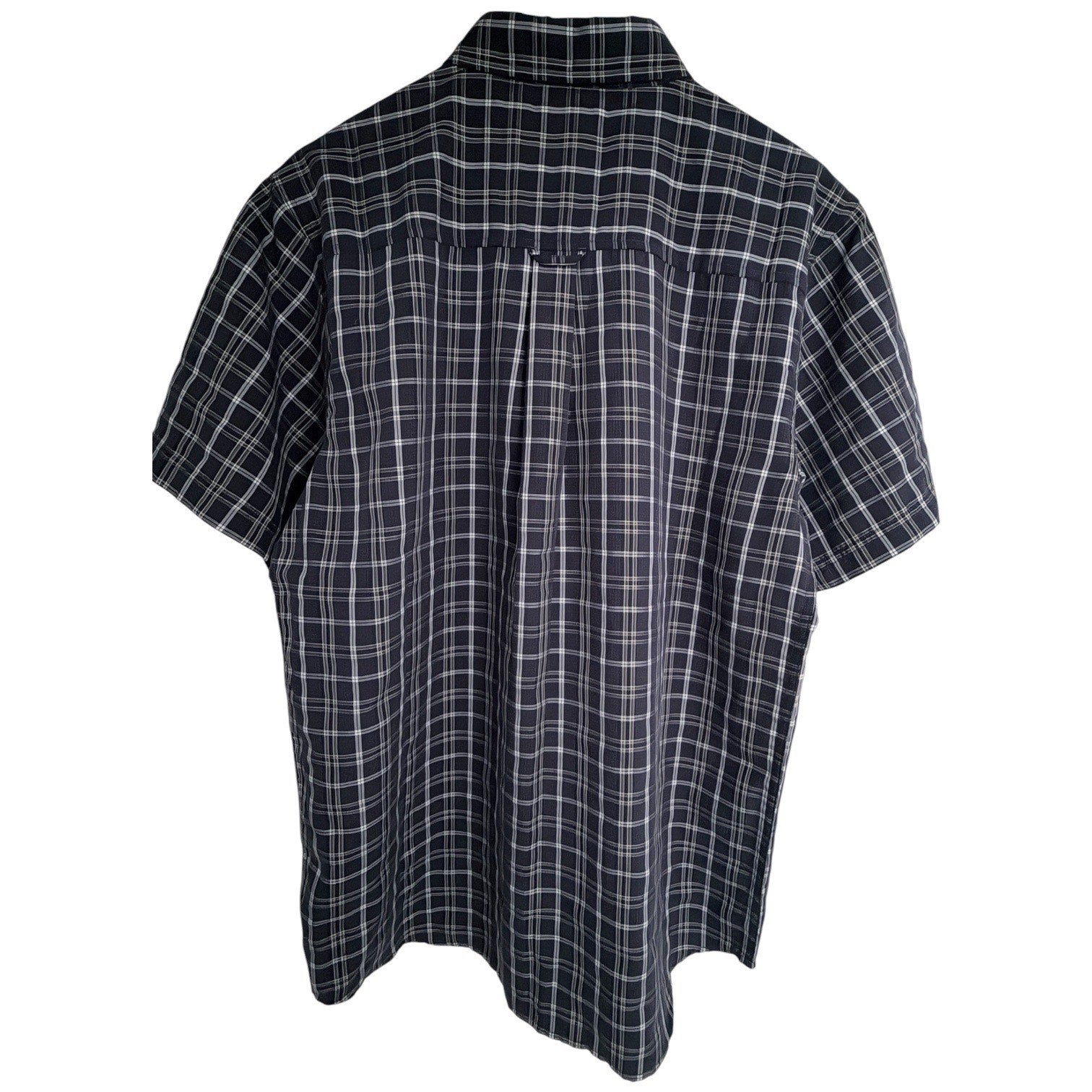 The North Face Plaid Short Sleeve Button Up Shirt Mens Large Blue Gray